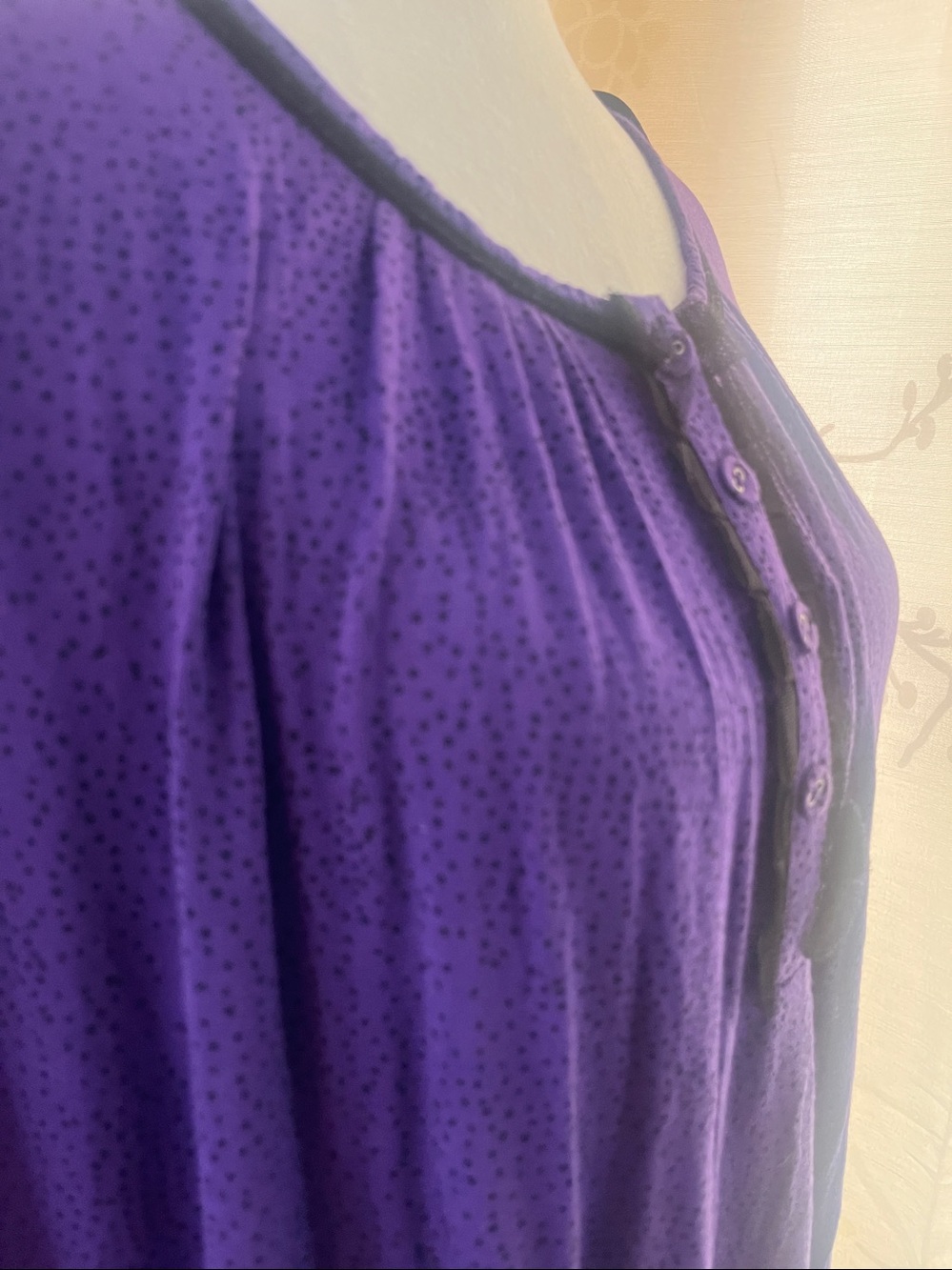 Simply Vera by Vera Wang Purple Peasant Tunic pajamas with Black Trim